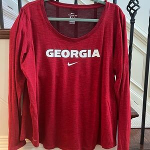 Nike TEE Women's Red Georgia UGA BULLDOGS Long Sleeve Top XXL